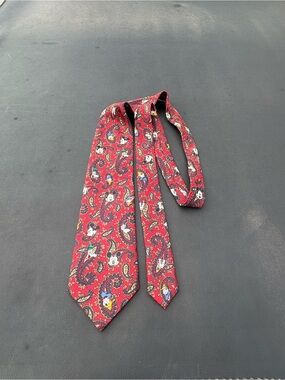 Vintage Disney Mickey Unlimited Tie by Balancine Inc. Red Paisley Necktie Silk